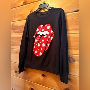 The Rolling Stones Womens Sweatshirt Black Long Sleeve M Cotton Valentines Love